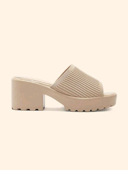 CUCCOO BASICS Mules à talons hauts en tissu rouge vin pour femmes