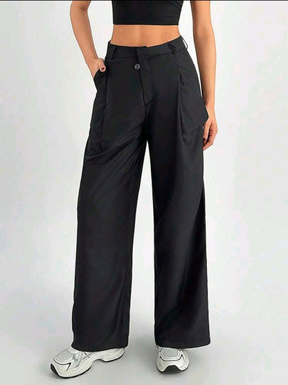 Tall Jeans droits amples de couleur unie polyvalents et décontractés pour femmes