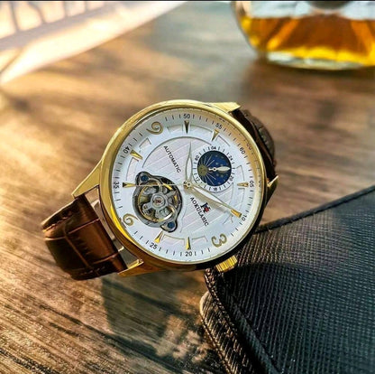 1 pièce Montre Mécanique Brun En Relief De Crocodile En Polyuréthane