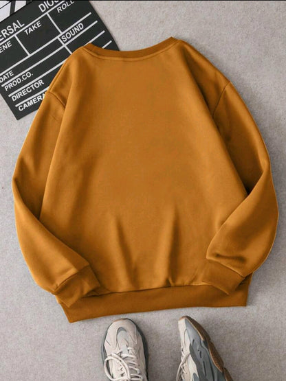 INAWLY Sweatshirt oversize, épais, col rond, à motif floral imprimé, pour femme, adapté à l'automne, manches longues