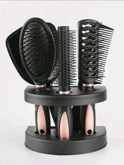 5 pièces Set de peignes à cheveux, 4 pièces Brosse à cheveux et 1 pièce Miroir, Brosse à cheveux à coussin et brosse à cheveux ronde