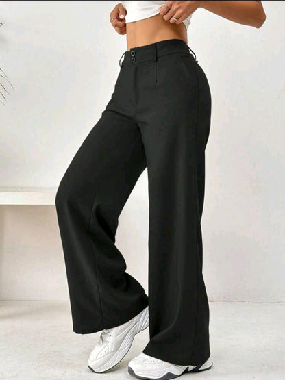 Flirla Pantalon à poches boutonnées à l'avant, tenue décontractée pour la vie quotidienne
