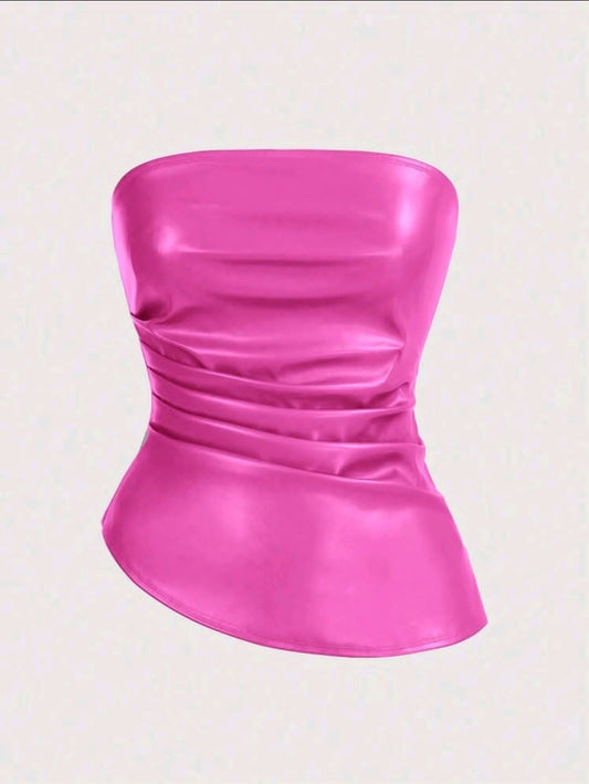 Siren Gaze Top de femme à la mode, plissé avec un ourlet asymétrique, convient pour sortir et les tops de fête