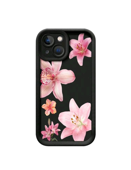 1 pièce Coque de téléphone TPU antichoc avec motif floral de lis rose minimaliste, compatible avec 16 Pro Max/15 Plus/14/13/12/11/8P/XS Max et Galaxy S24 Ultra/S23 FE/S22/S21/S20/A52S/A15/A03