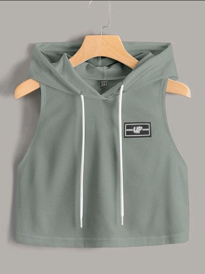EZwear Débardeur À Capuche Pour Femmes Avec Détails Patchés, Adapté Aux Sports D'été