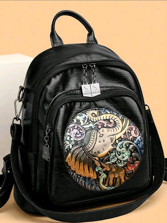 2025 Sacs à dos avec imprimé éléphant, sacs à dos en cuir de haute qualité de couleur unie, marque de luxe pour femmes, sacs de voyage Mochilas