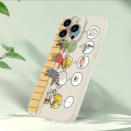 Style de dessin animé minimaliste imprimé à la main Étui de téléphone blanc pour Iphone 16E/15/14/13/12/11/8/7 Pro Max Plus Mini XS, un étui de protection en silicone ultra-fin TPU élégant et beau, parfait en tant que cadeau de vacances ou d'anniversaire
