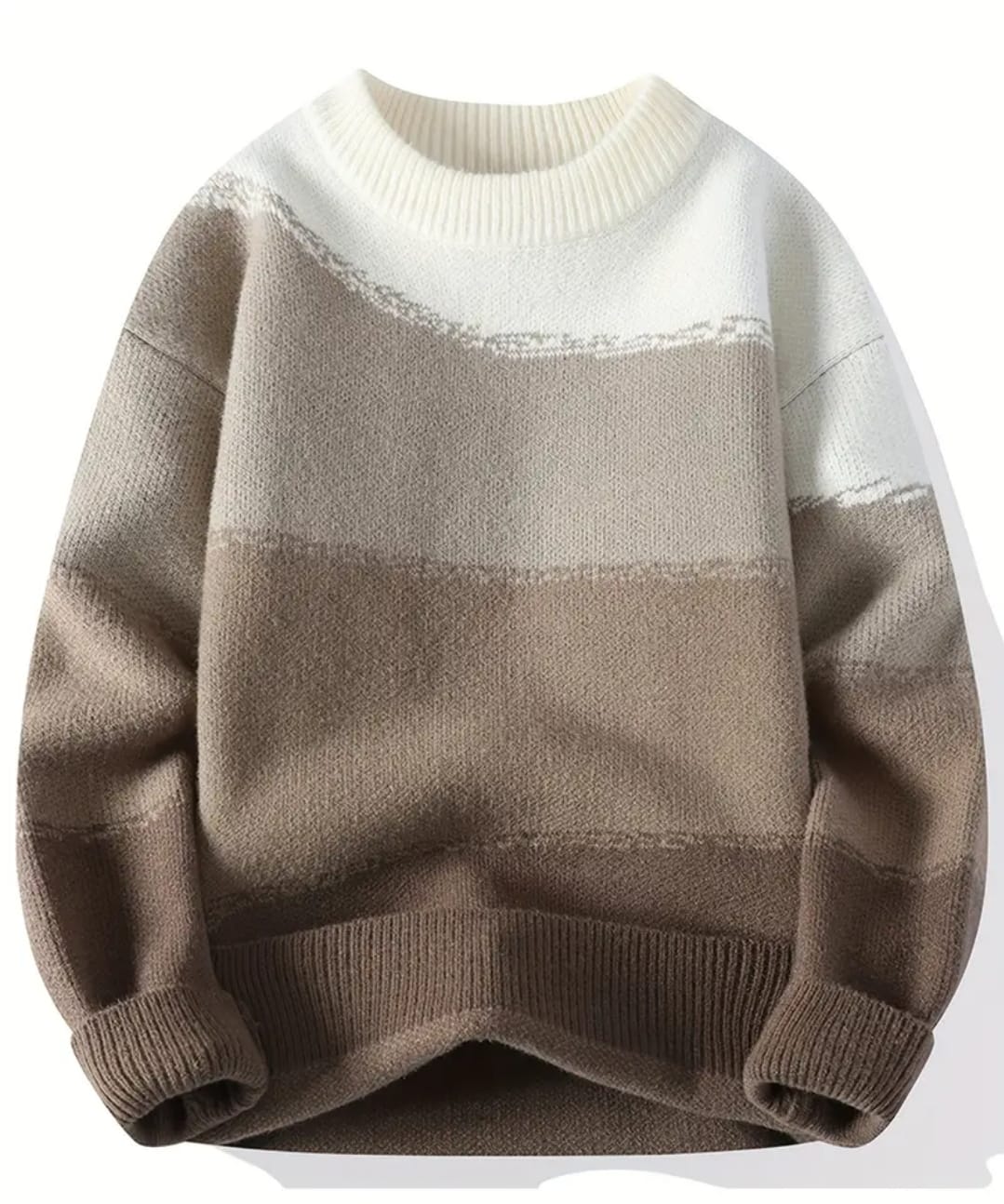 Pullover tricoté dégradé pour homme, pull décontracté à manches longues et col rond pour l'automne et l'hiver